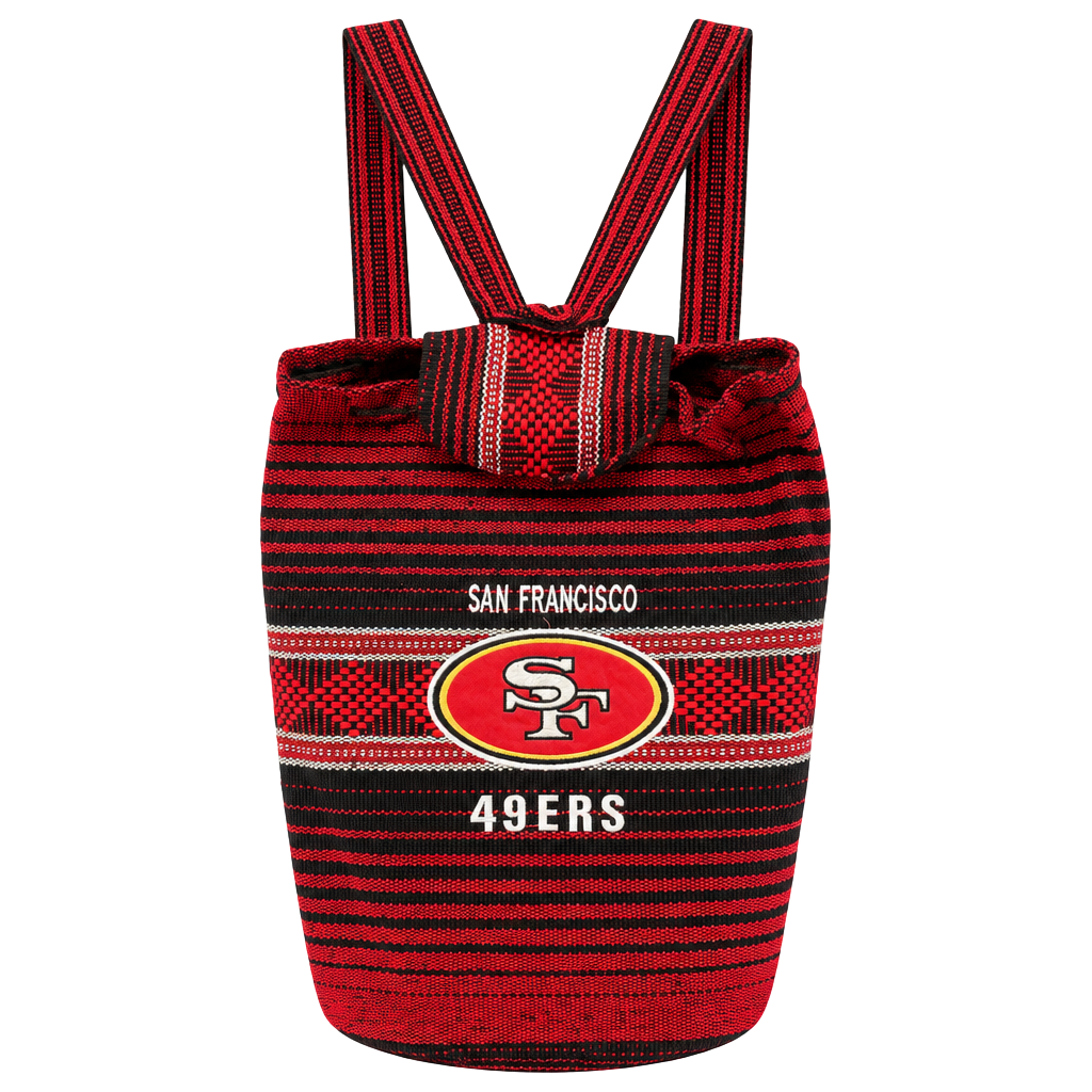 San Francisco 49ers Mexican Drug Rug Woven Backpack Striped Logo 1