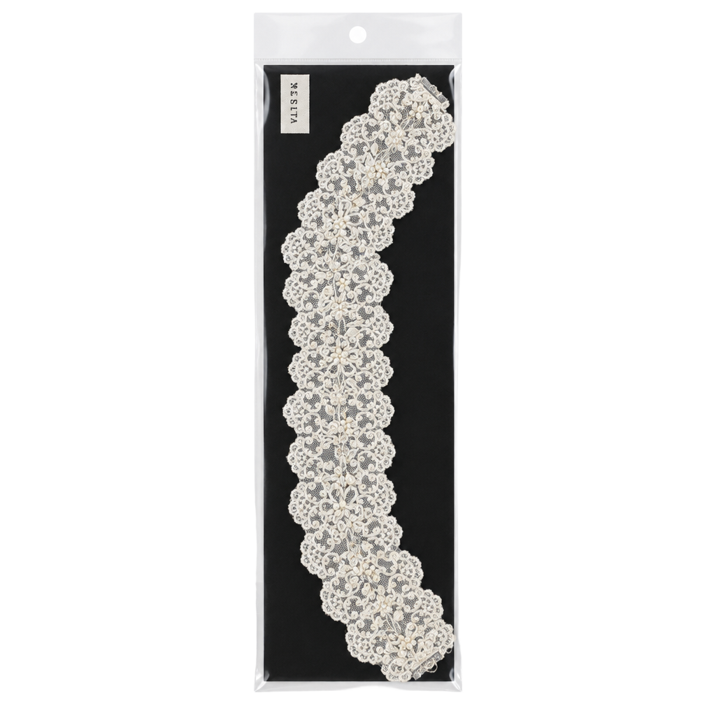 J0009 White Lace Beaded Choker Necklace 1