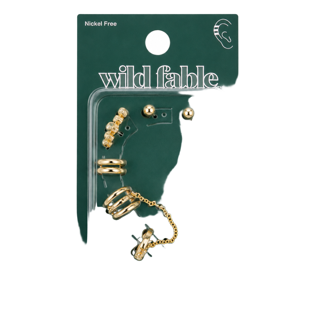 J0016 Wild Fable Gold Tone Ear Cuff And Earring Set New 1