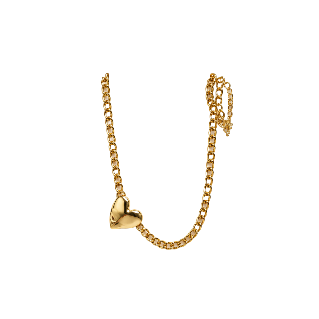 J0030 Todomoda Gold Heart Chain Necklace New 1