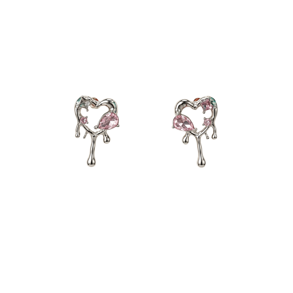 S925 South Korean Design Drip Heart Earrings 1