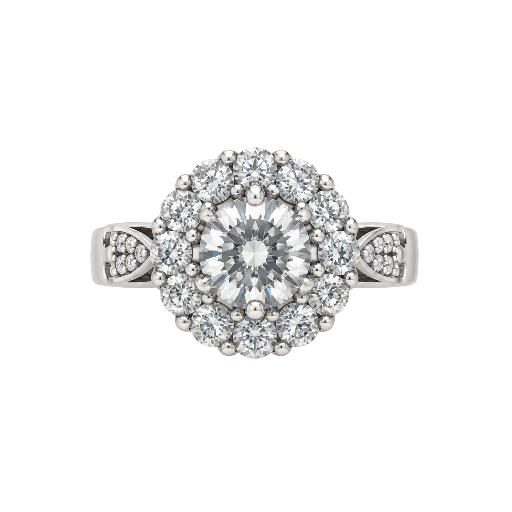 Buy Moissanite Round Cut Engagement Ring In Pave Style 1