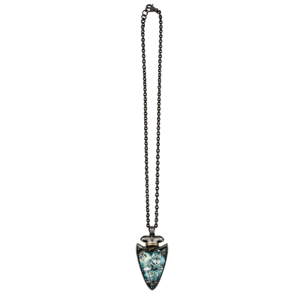 J0025 Wolf Arrowhead Necklace Black Chain 1