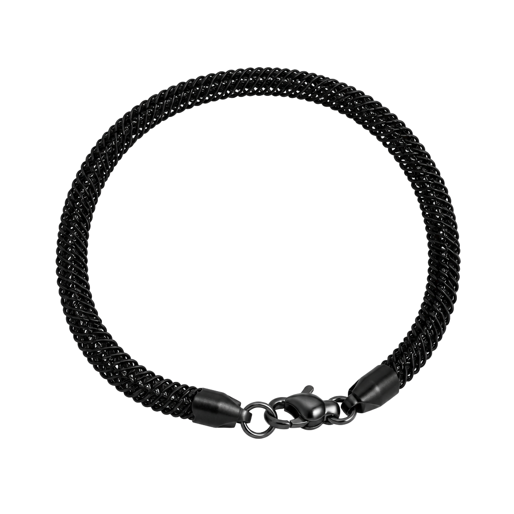 J0021 Black Stainless Steel Herringbone Chain Bracelet 1