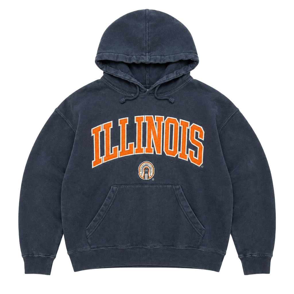 J. America University of Illinois Fighting Illini Hoodie Size L Blue Orange 1