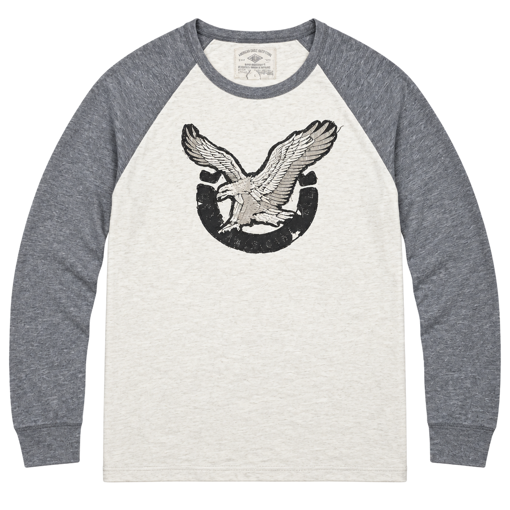 American Eagle Outfitters Vintage Long Sleeve T-Shirt Size M White Gray Eagle 1