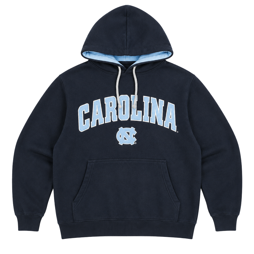 Foot Locker UNC Tar Heels Hoodie Size M Navy Blue Collegiate Pullover 1