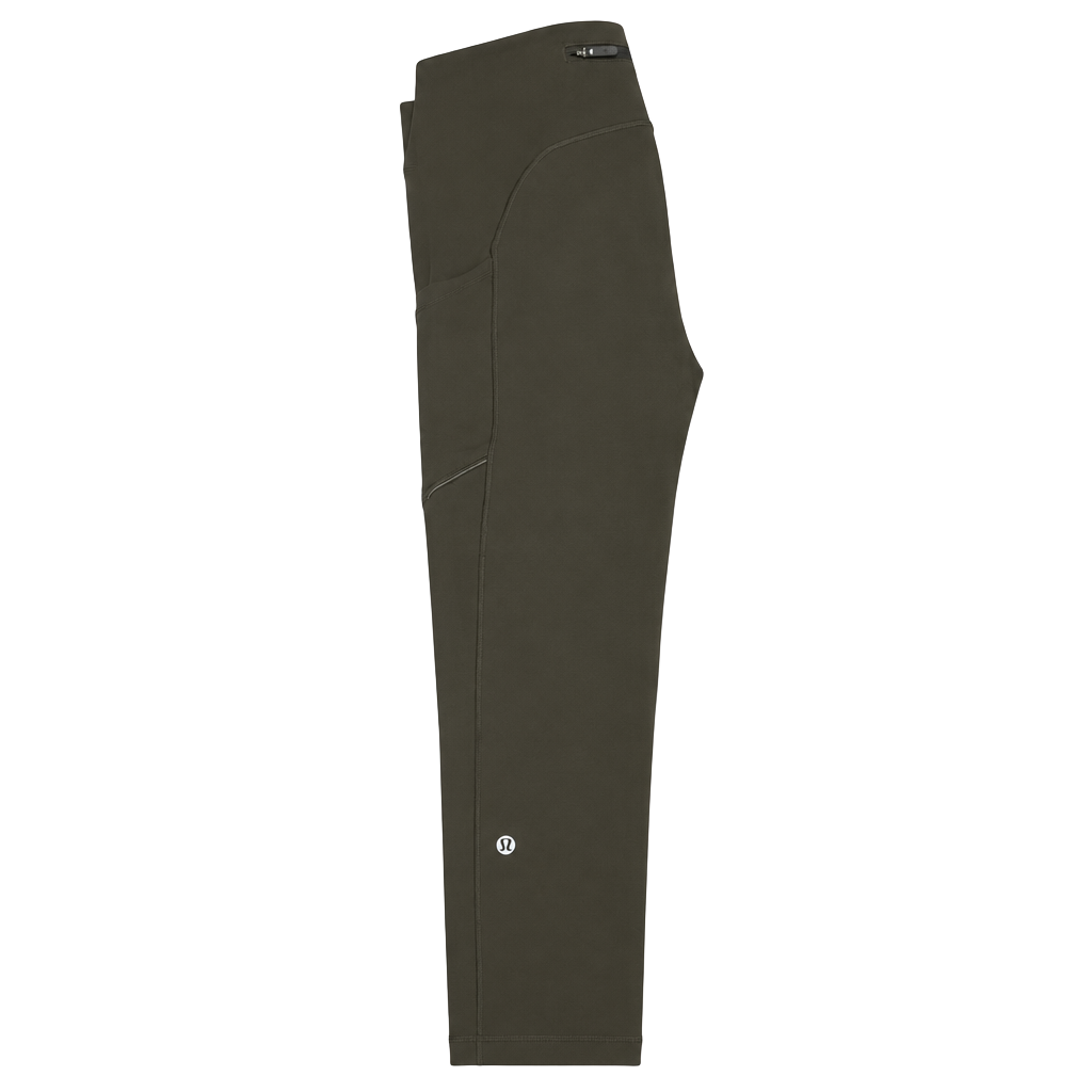 Lululemon Time To Sweat Crop Dark Olive Green Yoga Running Leggings 1