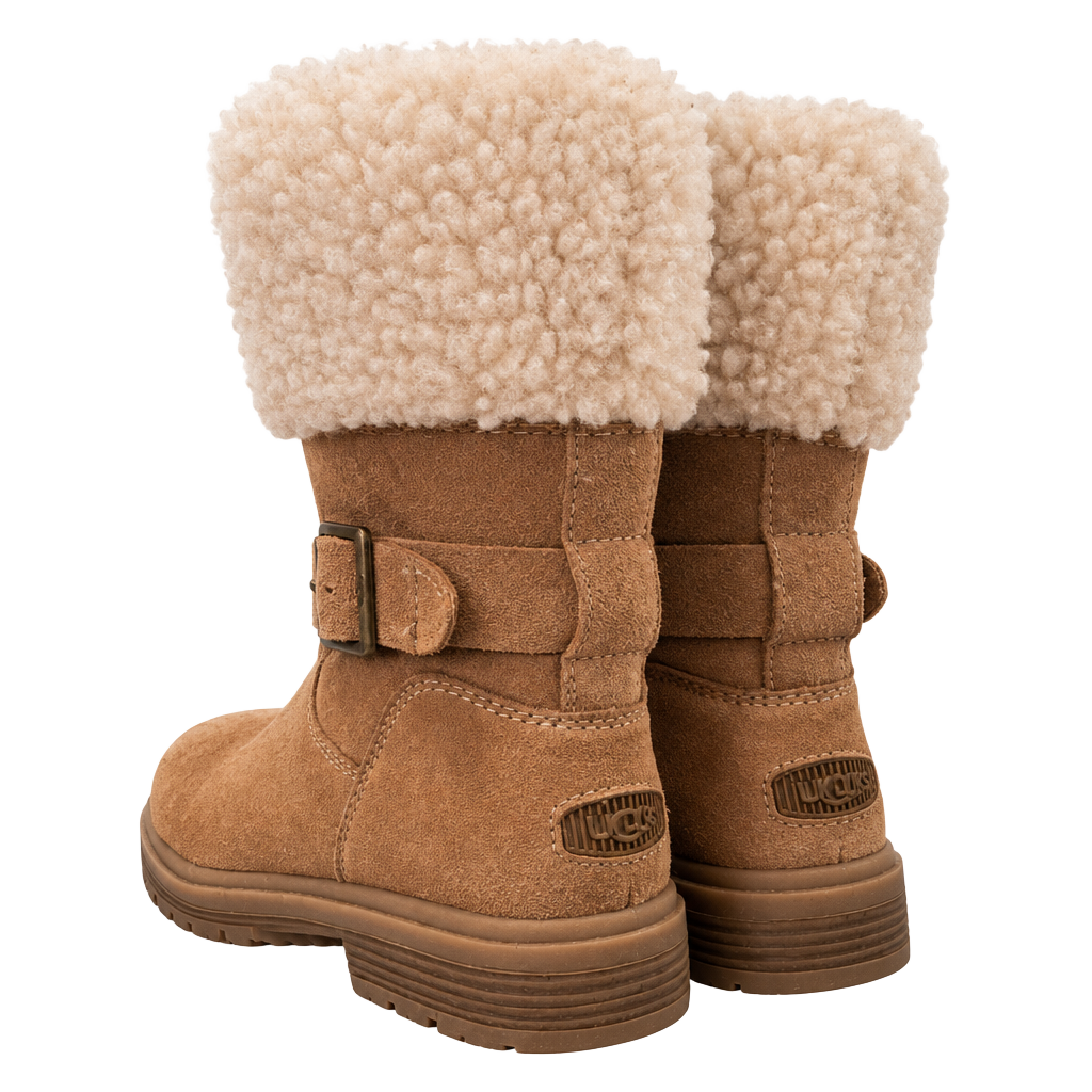 UGG Harrison Cuff Boots Size 9 Chestnut Suede Sherpa 1