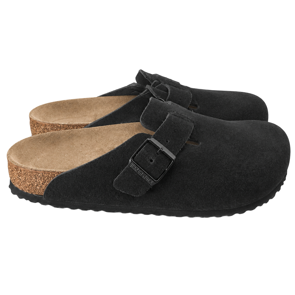 Birkenstock Boston Size 44 Black Suede Soft Footbed Clogs 1