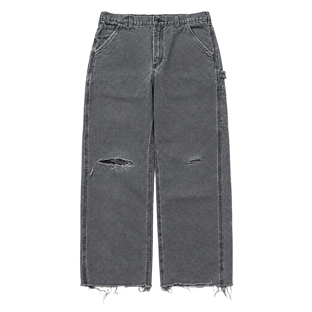 Carhartt Carpenter Pants Size 32x36 Distressed Grey Canvas Workwear 1