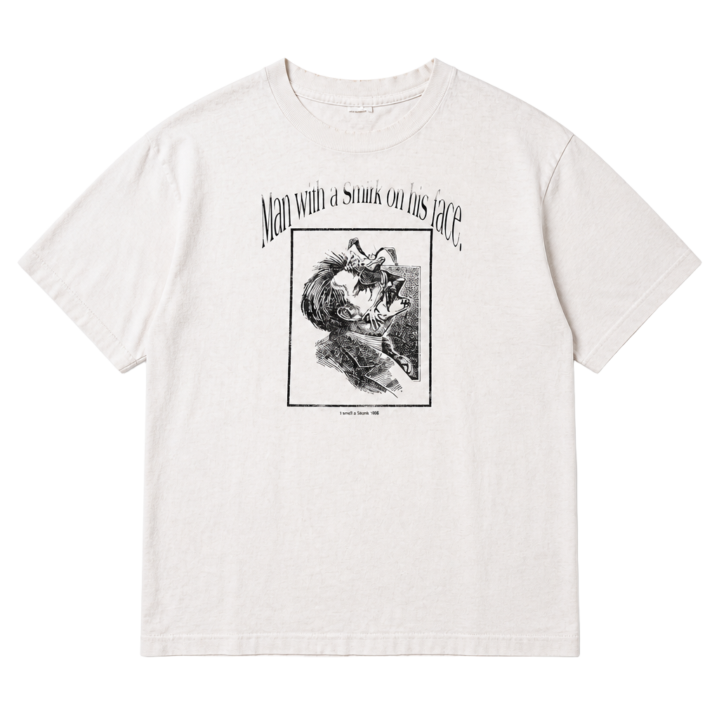 Fruit of the Loom Man With a Smirk on His Face T-Shirt Size XL White 1