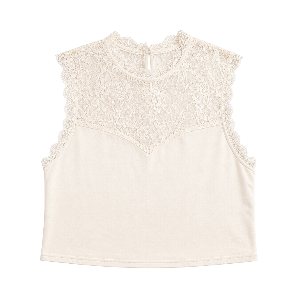 SHEIN White Lace Mock Neck Crop Tank Top 1