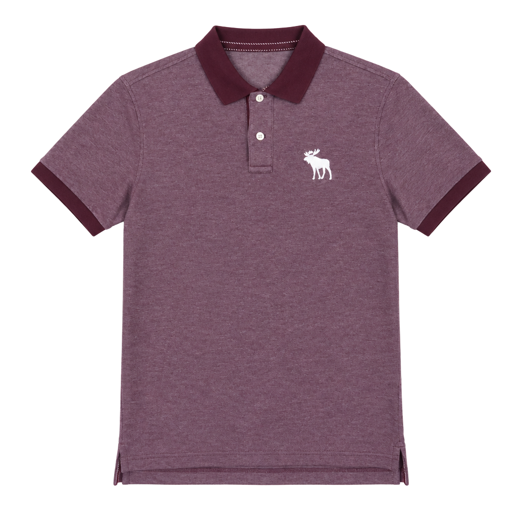Abercrombie & Fitch Polo Shirt Size S Purple Burgundy Moose Logo 1