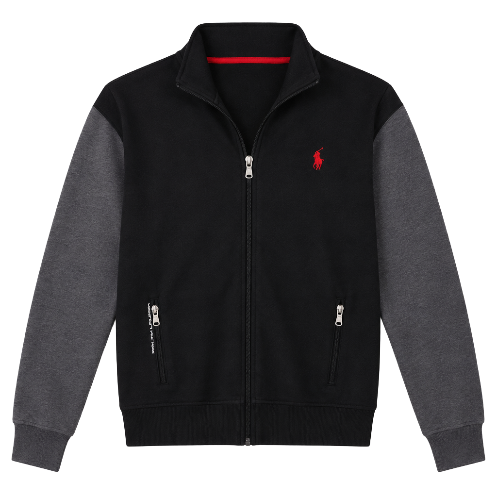 Polo Ralph Lauren Track Jacket Size M Black Gray Full Zip Performance 1