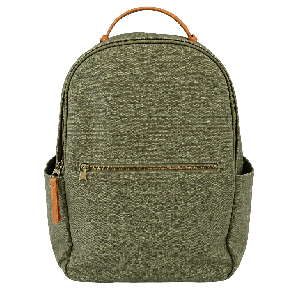 Universal Thread Canvas Backpack Green Brown Leather Trim Preppy Old Money Ivy League Quiet Luxury Utility Minimalist 1