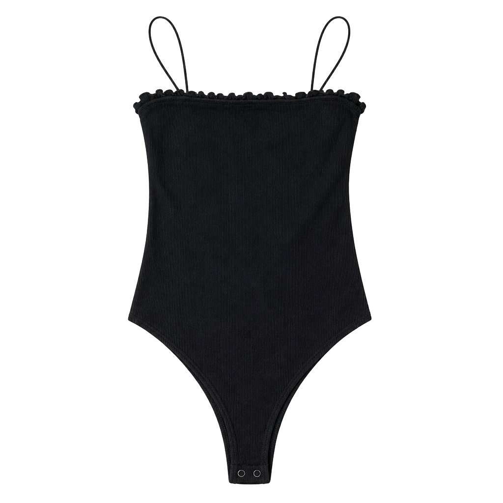 Abercrombie & Fitch Womens Ruffled Bodysuit Size S Black Indie Vanguard Going Out Whismigoth Quiet Luxury 1
