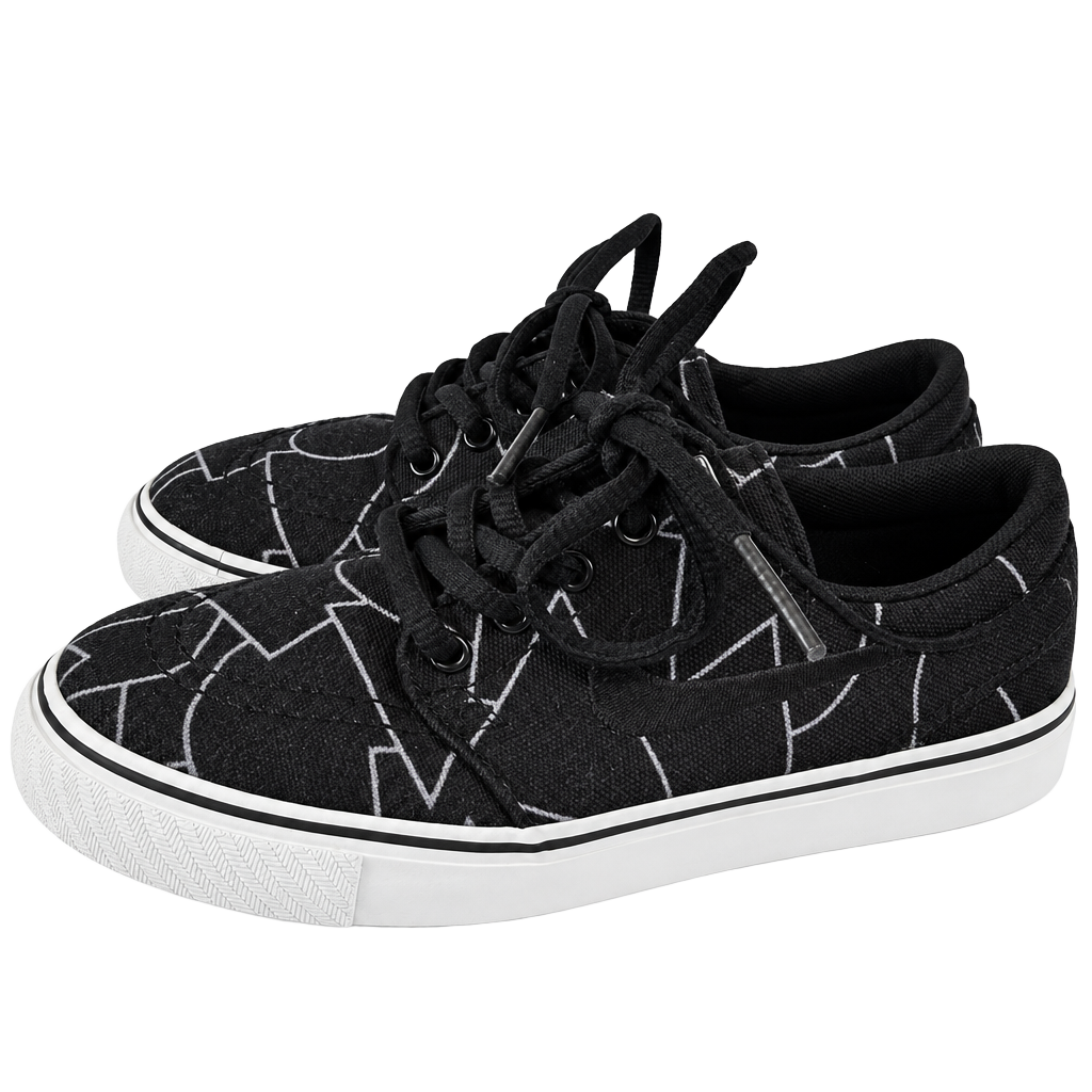 Nike Sb Stefan Janoski Youth Shoes Black Geometric Canvas Skate Sneakers Size 11 Child Streetwear Grunge Alt Skatewear 1