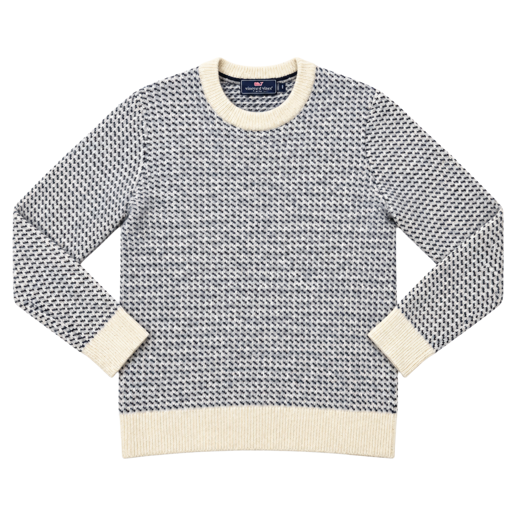 Vineyard Vines by Shep & Ian Women's Sweater S Old Money Preppy Heritage Americana Quiet Luxury Merino Wool Birdseye Crewneck Navy Cream Pullover Nordic Knit Raglan 1