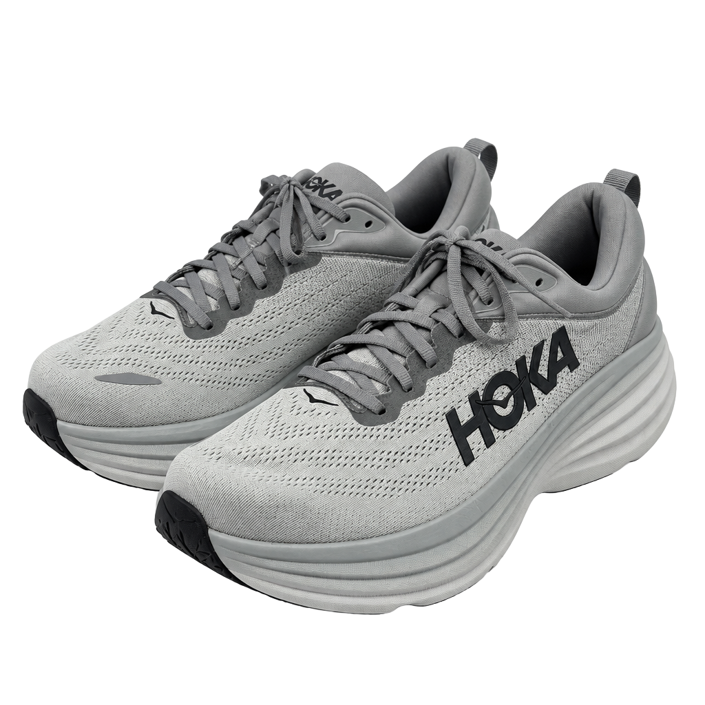 Hoka Men's Bondi 8 Sneakers 13 D Gorpcore Normcore Athleisure Streetwear Minimalist Sharkskin Harbor Mist Gray Grey 1123202 SHMS Running Walking Cushioned Neutral UK 12.5 EU 48 1