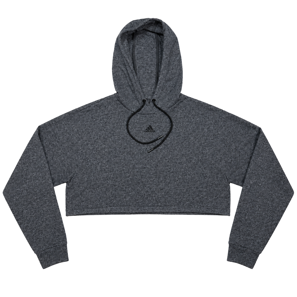 adidas Women's Hoodie Size M Y2K Athleisure Streetwear Indie Vanguard Balletcore Cropped Raw Hem Heather Grey Drawstring Pullover Cotton Blend Drop Shoulder GU6194 1