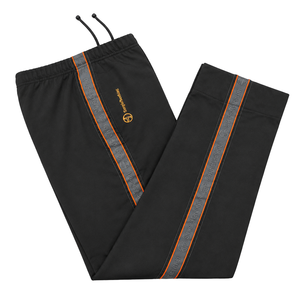 Sergio Tacchini Vintage Track Pants Size 34 Black Orange Side Stripe Pants 1