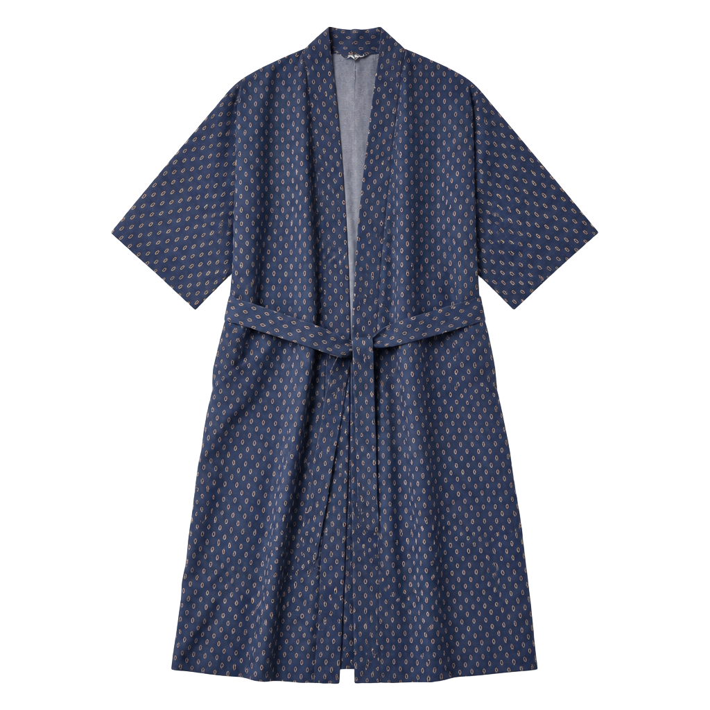 Christian Dior Monsieur Robe One Size Blue Geometric Print Lightweight 1