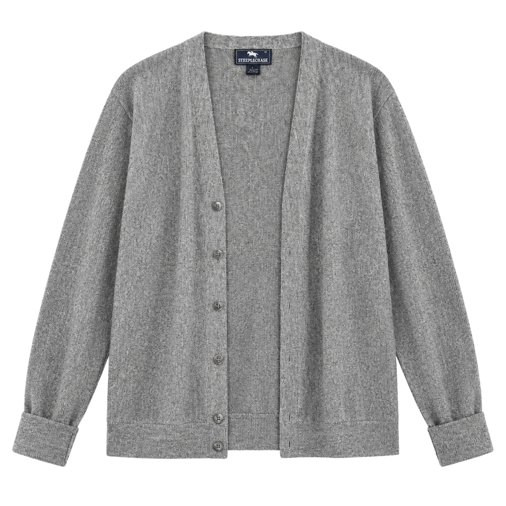 Steeplechase Knit Cardigan Size M Gray Vintage 80s USA Made 1