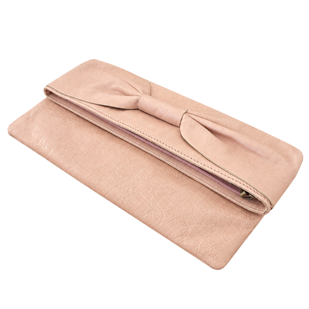 Hobo International Pink Leather Bow Clutch Bag 1