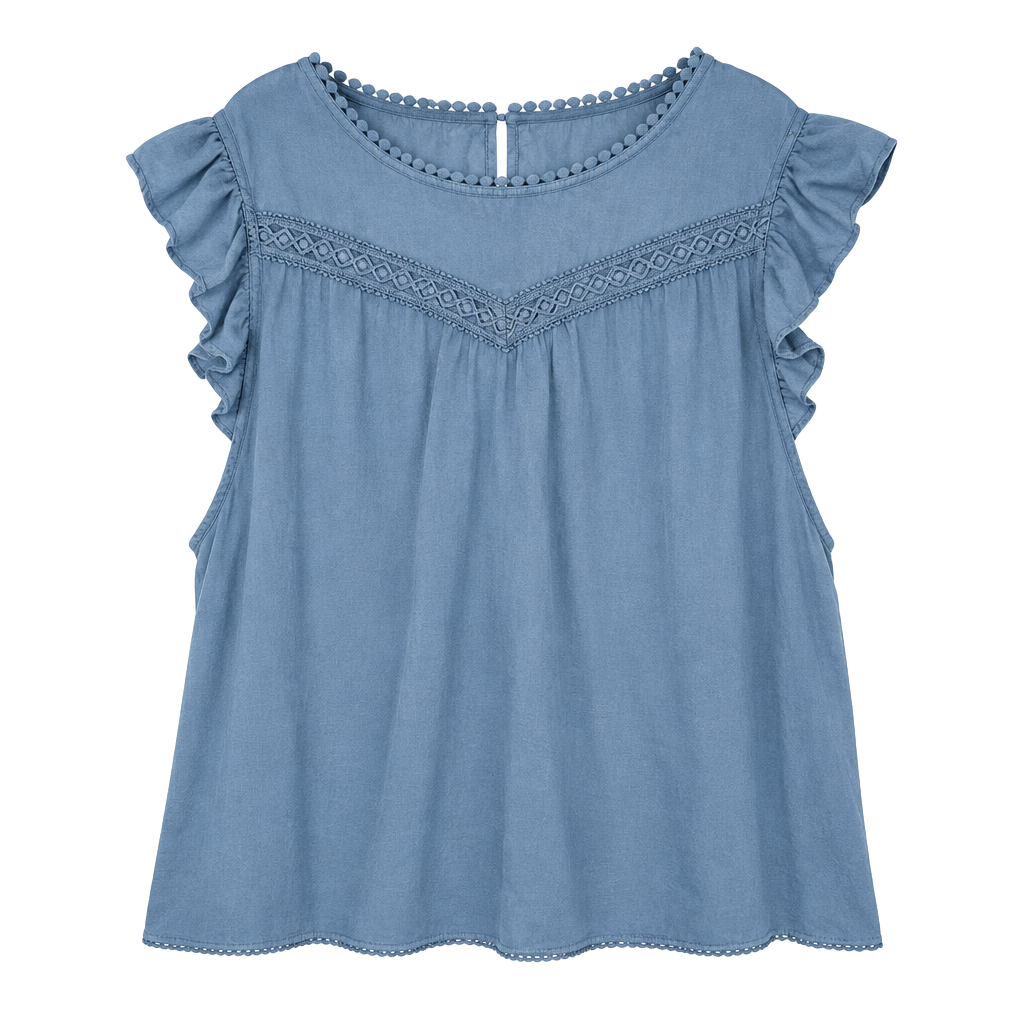 Torrid Blue Ruffle Sleeve Pleated Top Size 4 1