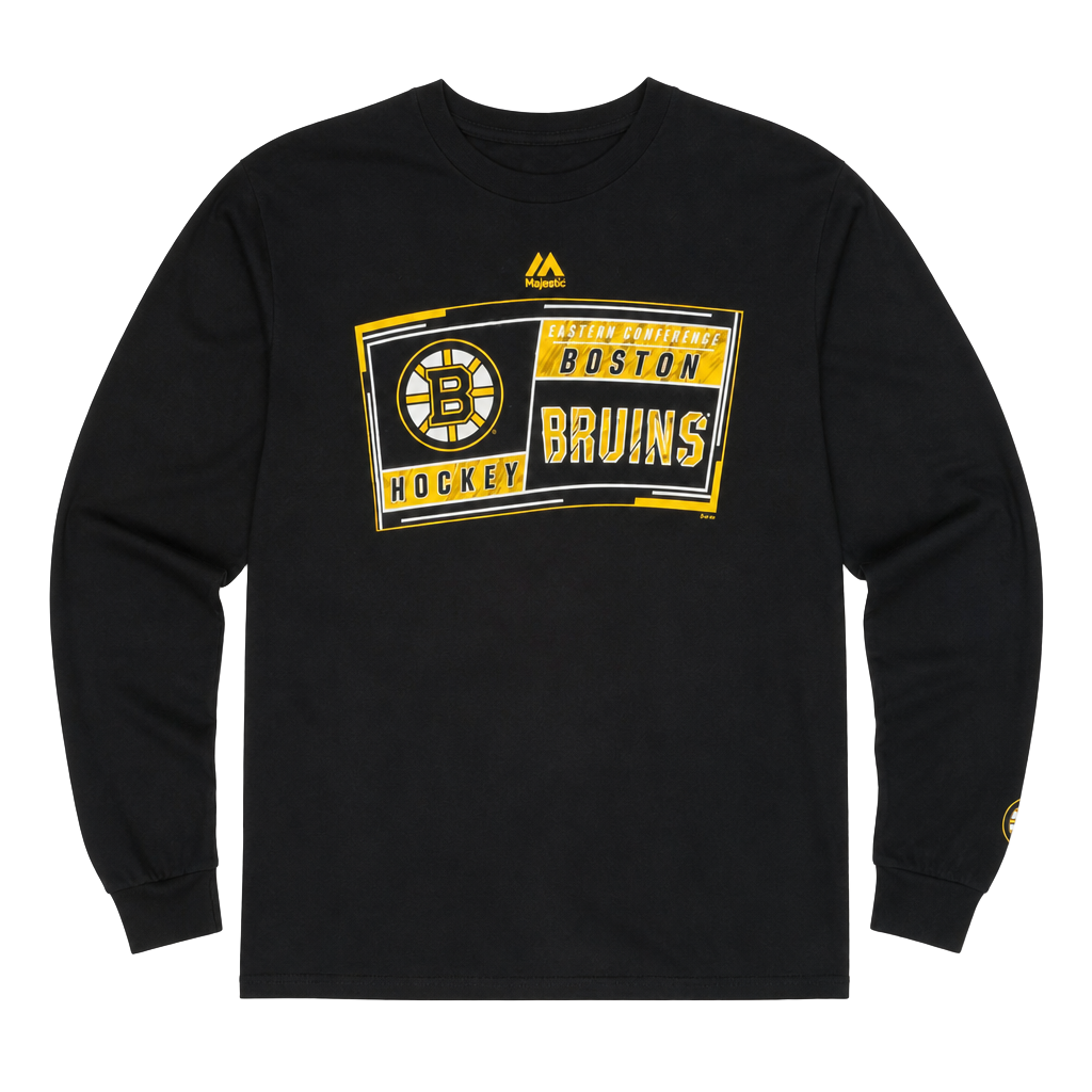 Majestic Boston Bruins Long Sleeve T-Shirt Size L Black NHL Hockey 1
