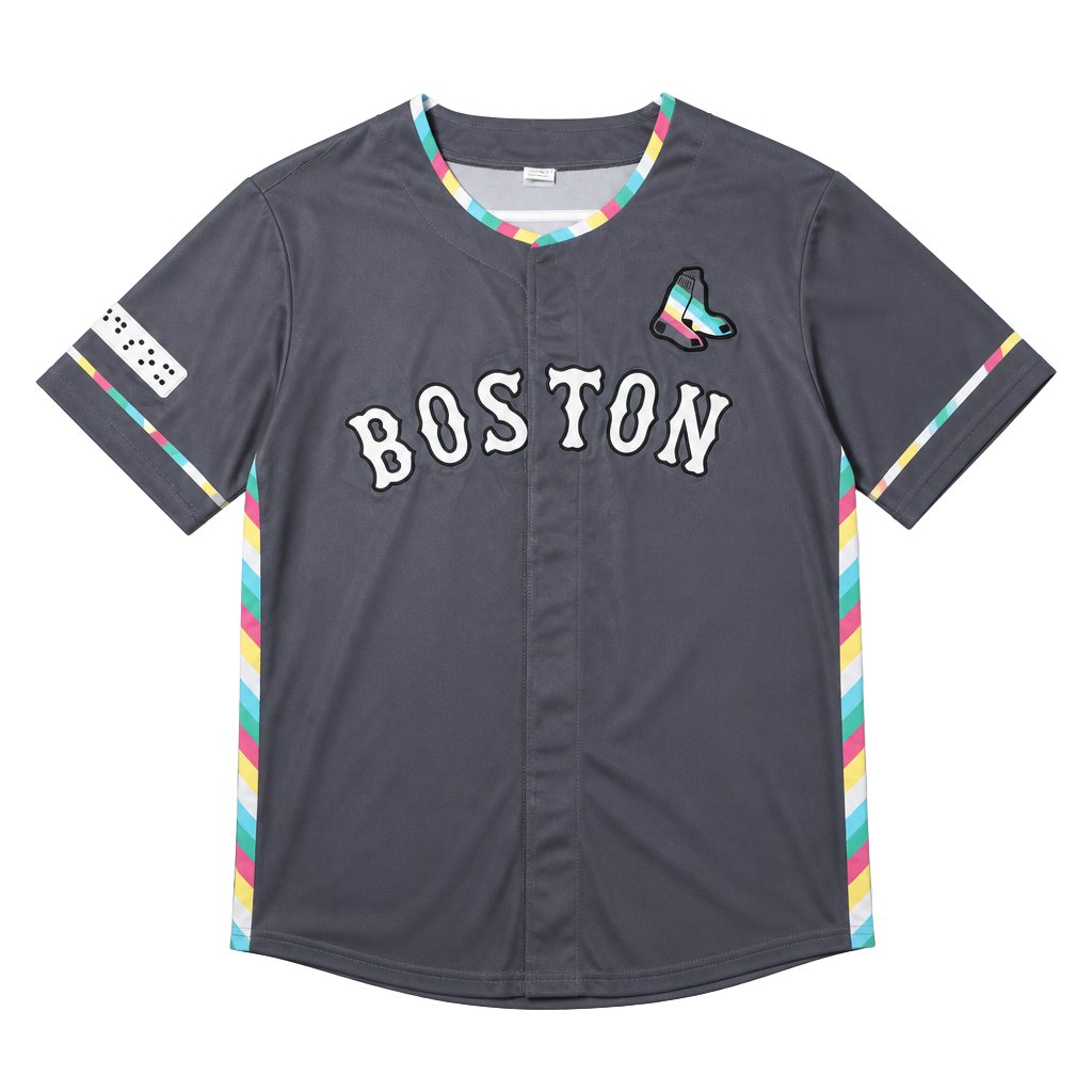 Boston Red Sox Disability Pride Jersey Size L Gray Baseball Jersey 1