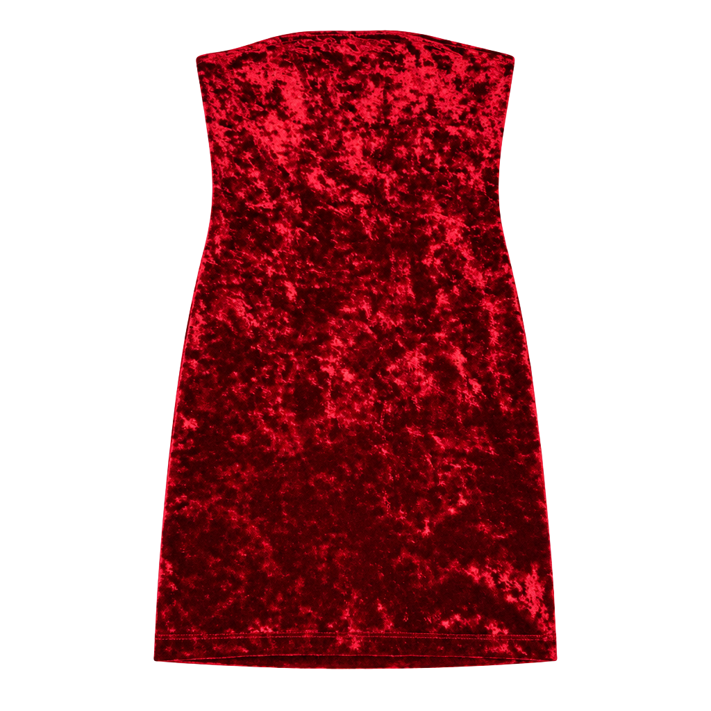 Garage Crushed Velvet Tube Dress Size M Red Strapless Mini 1