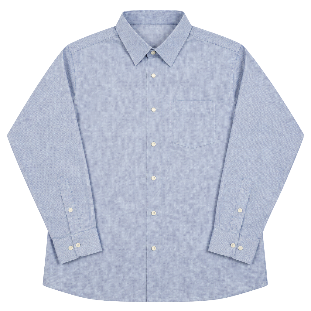 Mens Long Sleeve Dress Shirt Light Blue Geometric Textured 1