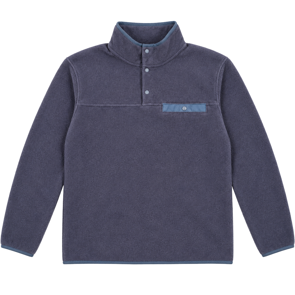32 Degrees Heat Fleece Pullover Size L Dark Gray Blue Snap Pocket Mock Neck 1