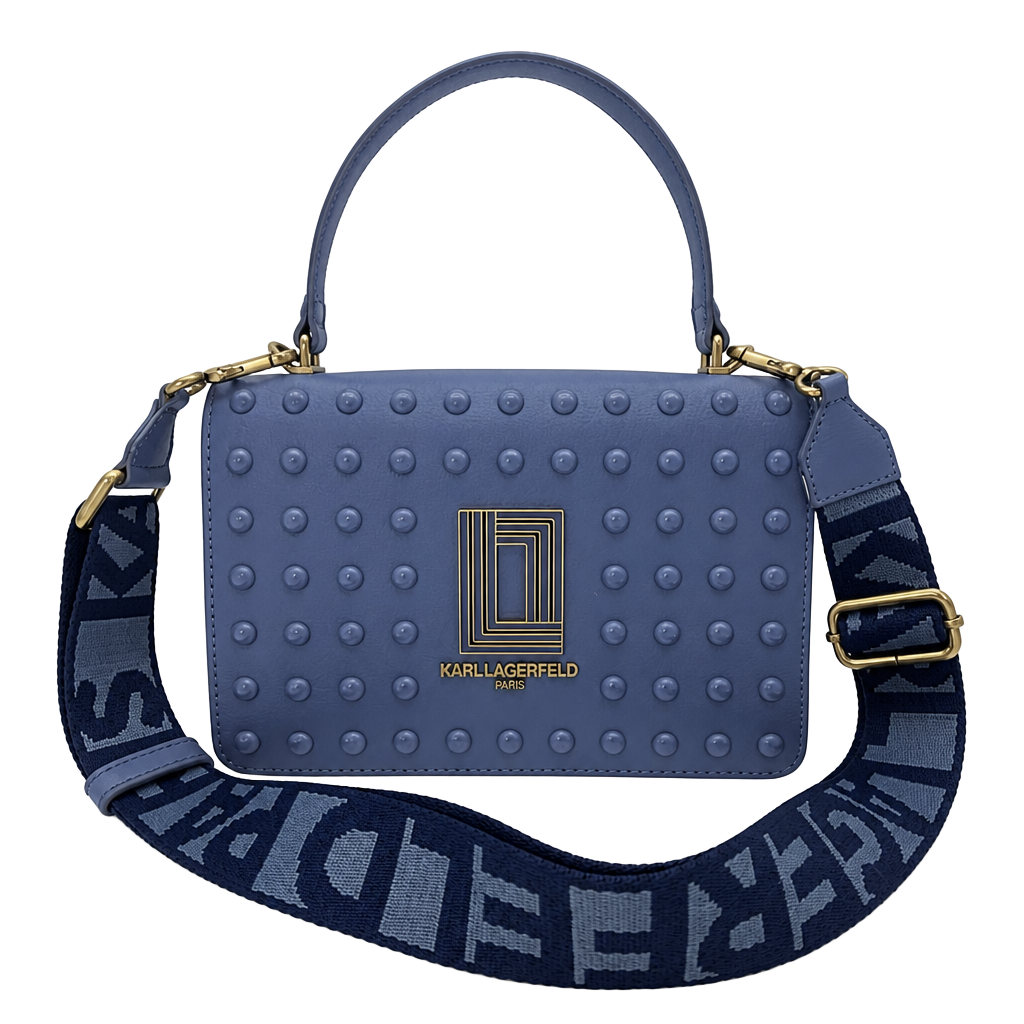 Karl Lagerfeld Paris Simone Dots Crossbody Blue Fog Structured Handbag 1