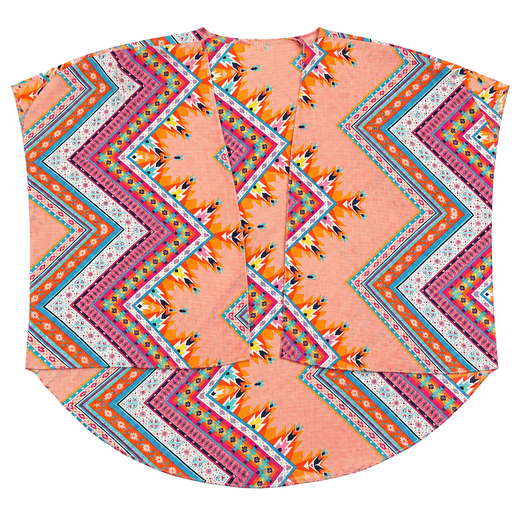 Live 4 Truth Aztec Boho Kimono Size M Peach Open Front Cardigan 1