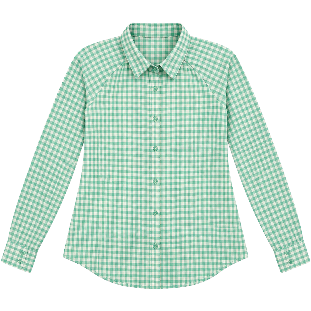 h.i.p. Gingham Button Down Shirt Size M Green White Long Sleeve 1