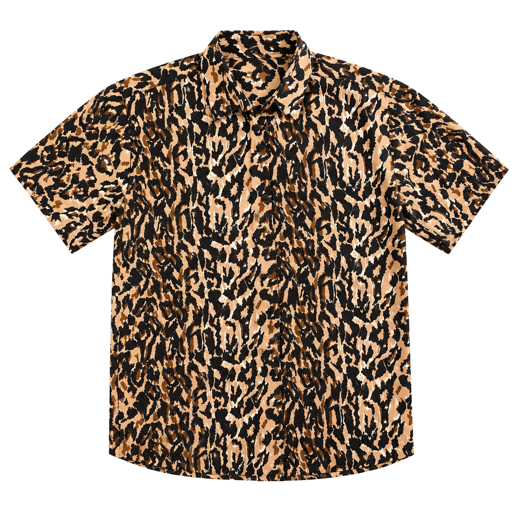 Prianika's Collection Leopard Print Button-Up Shirt Size M Brown Polyester 1