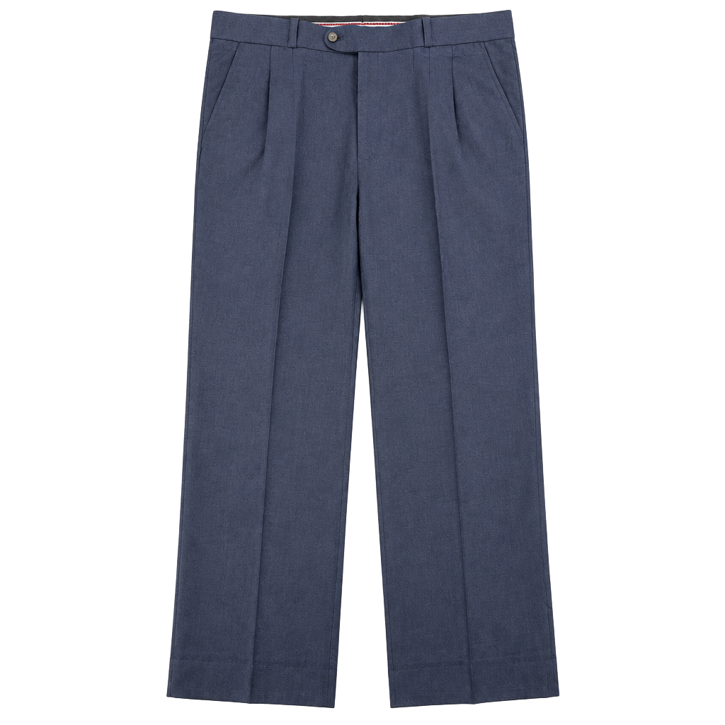 Custom Tailored Dress Pants Navy Blue Pleated Suit Trousers 1