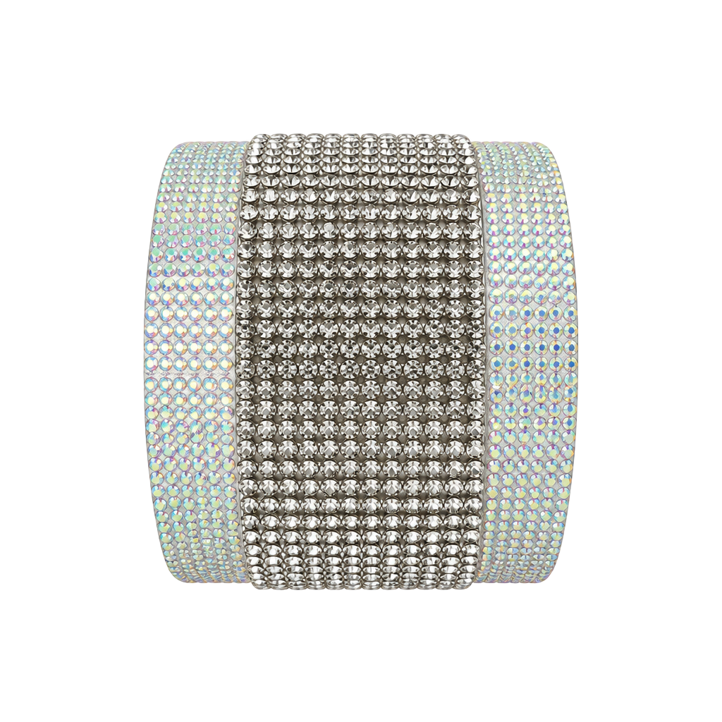 Rhinestone Cuff Bracelet Roll With The Punches White 1