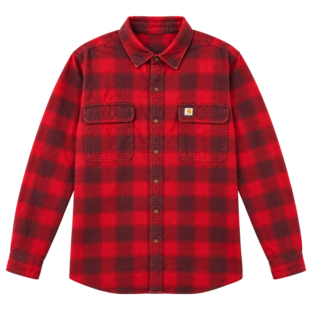 Carhartt 103822 Heavyweight Flannel Work Shirt Size 2XL Tall Red Plaid 1