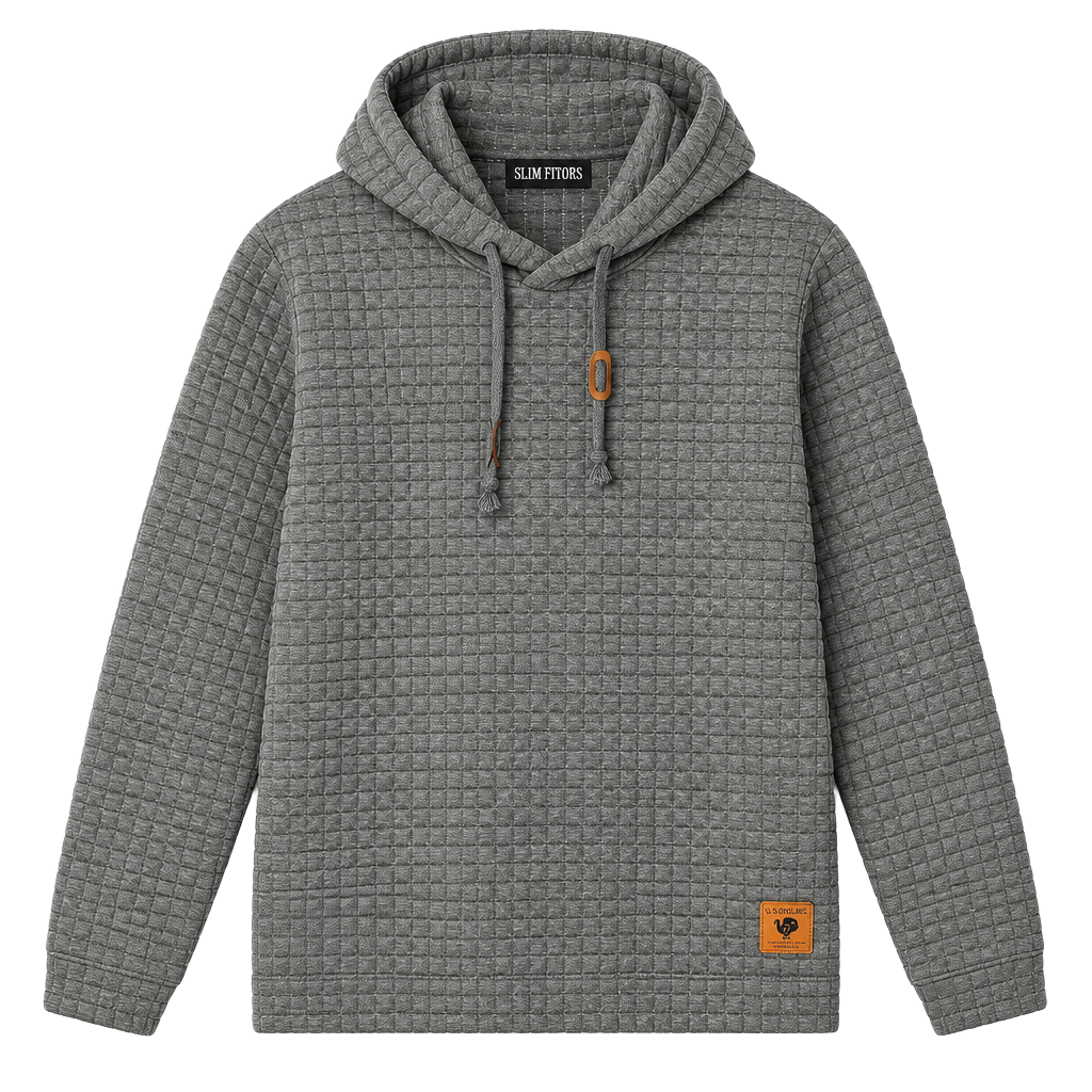 Slim Horse Quilted Hoodie Size 4XL Gray Pullover Sweatshirt 1