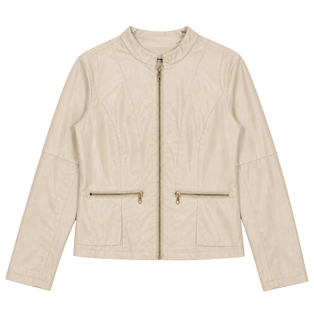 Steve Madden OLA400H Champagne Faux Leather Zip Jacket 1