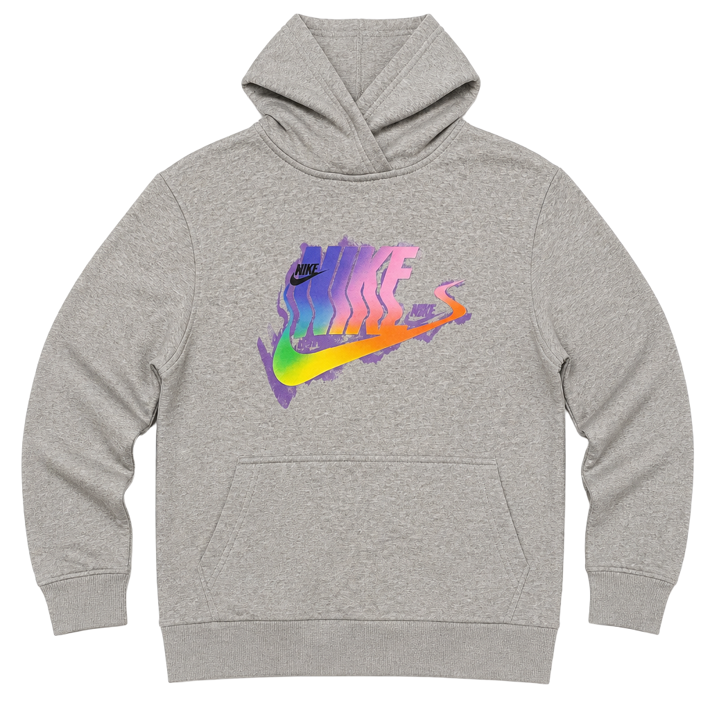Nike Hoodie Sweatshirt Size XL Gray Rainbow Logo 1