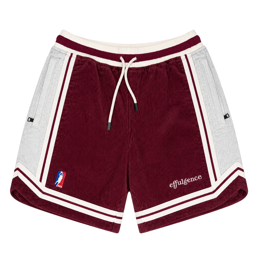 Effulgence Corduroy Basketball Shorts Size Small Burgundy 1