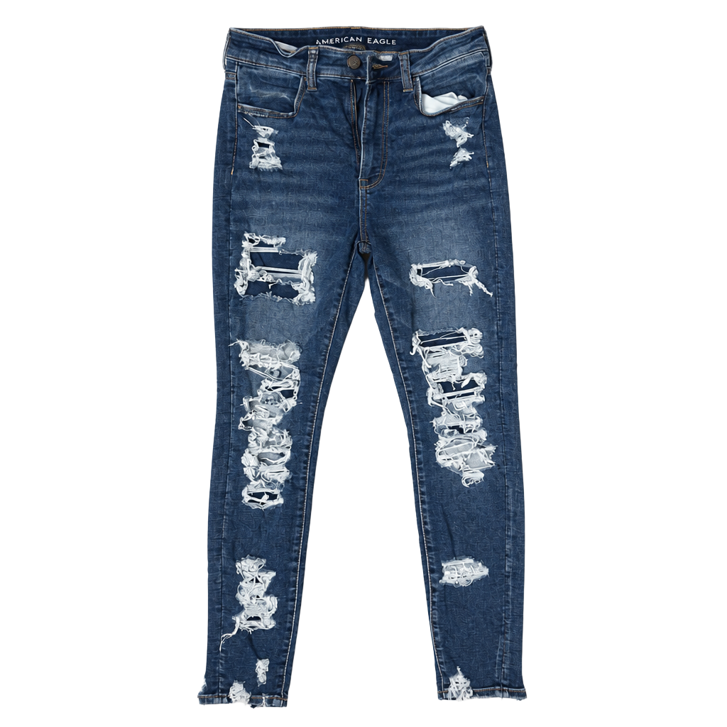 American Eagle Soft Knit Highest Rise Jegging Distressed Dark Wash Size 6 Short 1