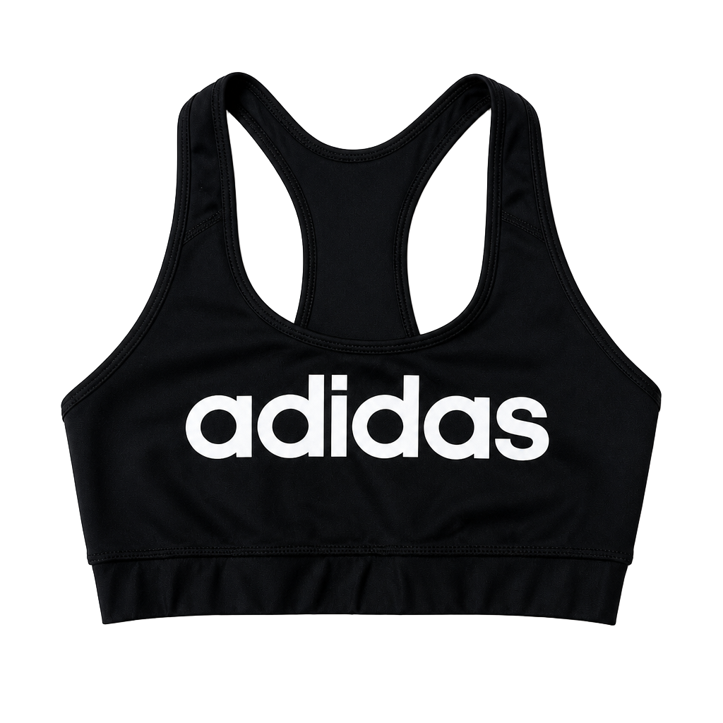Adidas Women's Climalite Racerback Logo Sports Bra - Black/White 1