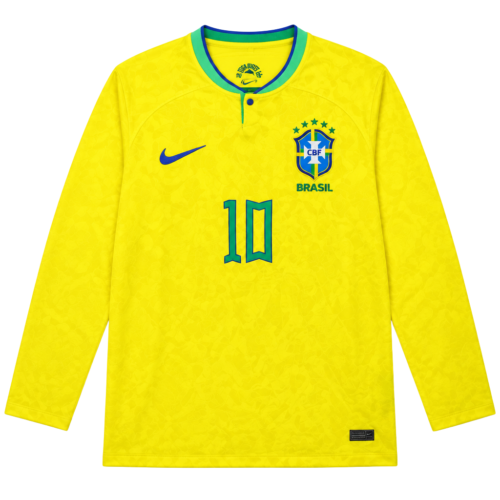 Nike Neymar Jr Brazil Home Long Sleeve Jersey Size 2XL Yellow 1