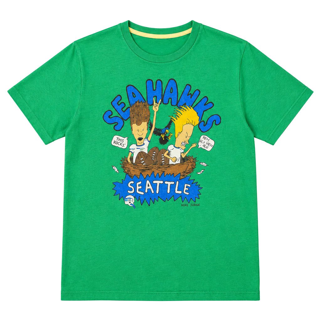Homage Beavis and Butt-Head Seattle Seahawks T-Shirt XXL Green 1